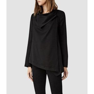 All Saints Aiko Monument Jacket Black Size 4 Asymmetrical